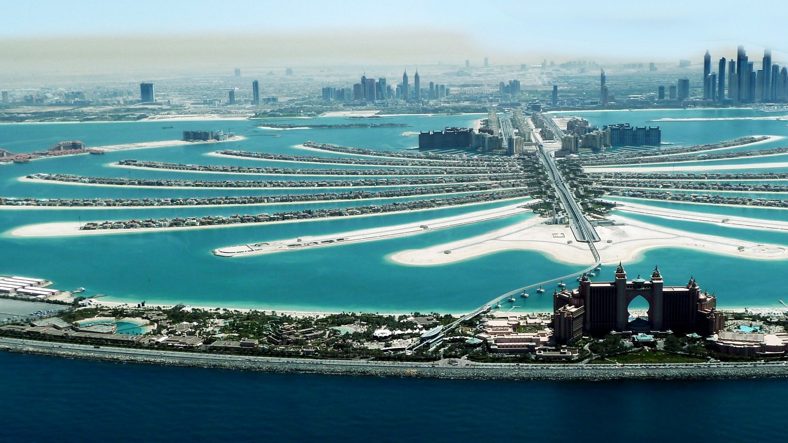 Palm Jumeirah and Dubai Marina aerial