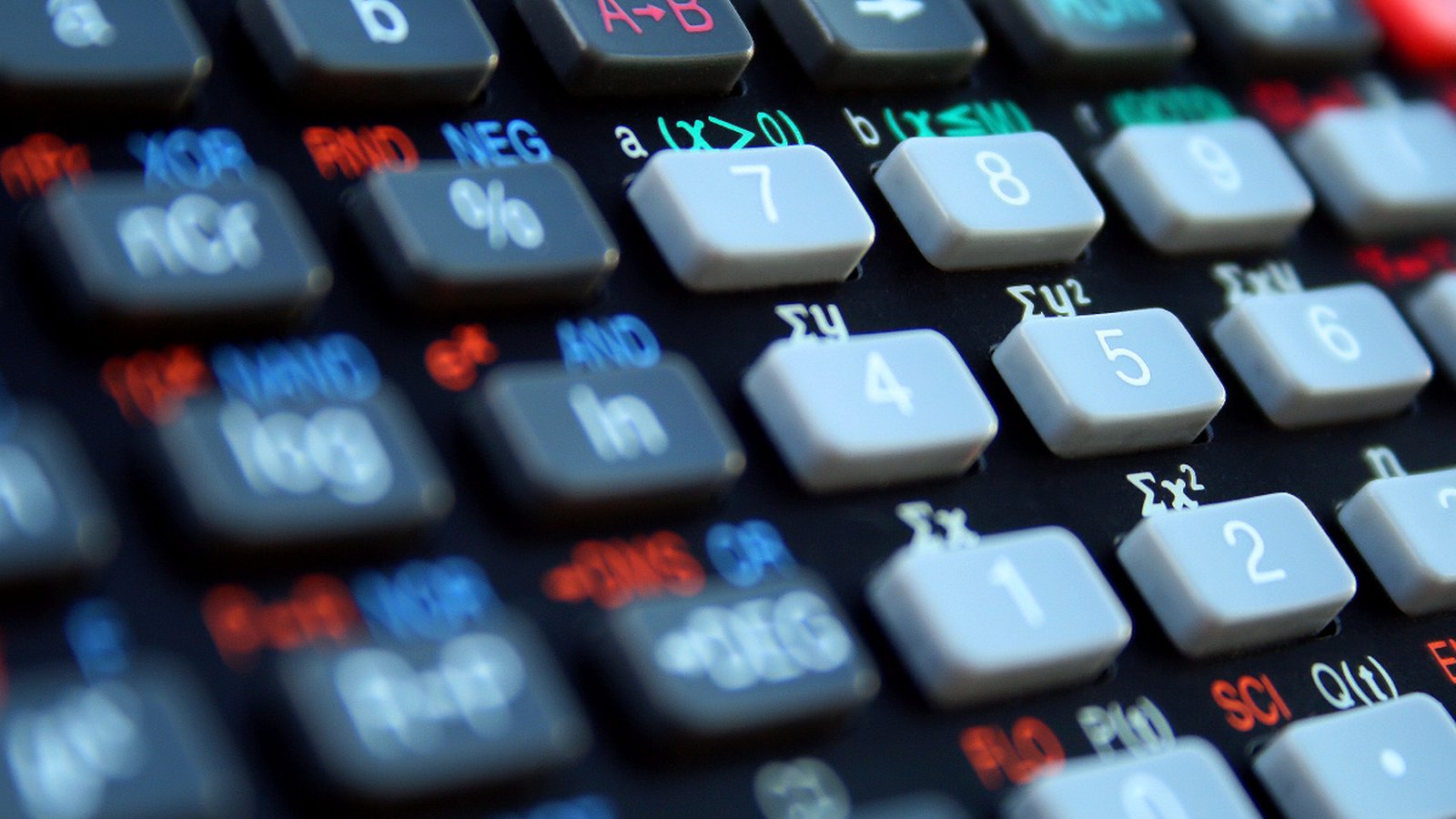 Scientific calculator keypad close-up
